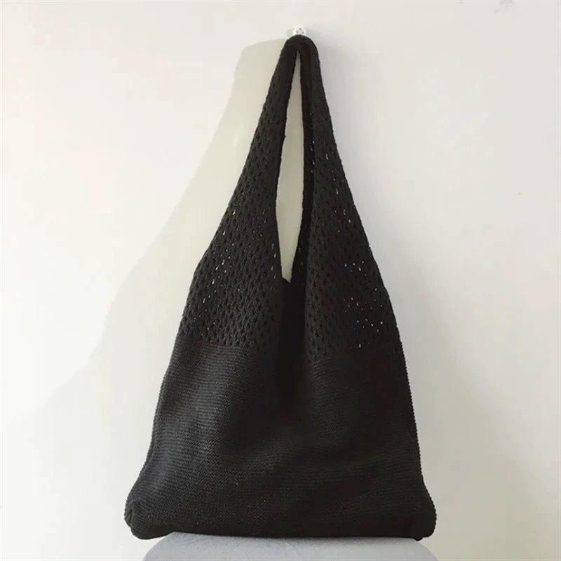 Summer super fire woven bag women's new literary and artistic style wool knitted vacation beach bag shoulder messenger bag
