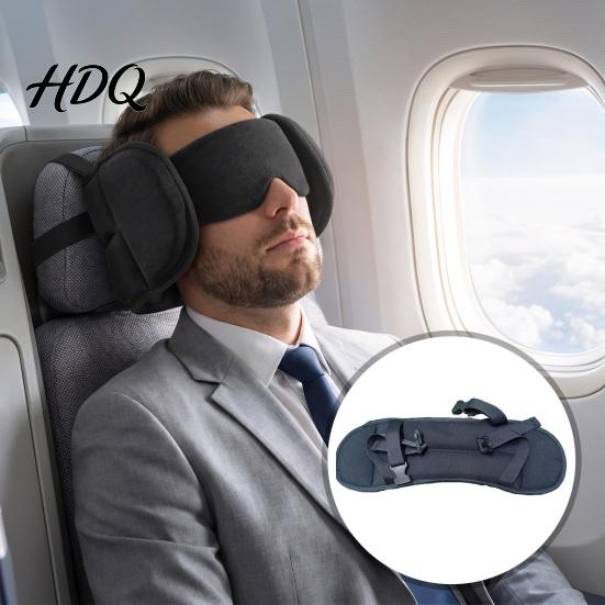 Comfortable Travel Sleep Set Memory Foam Pillow with Eye Mask 3-in-1 Adjustable Neck Support Ergonomic Arm Straps And Rest for Airplane Train Office