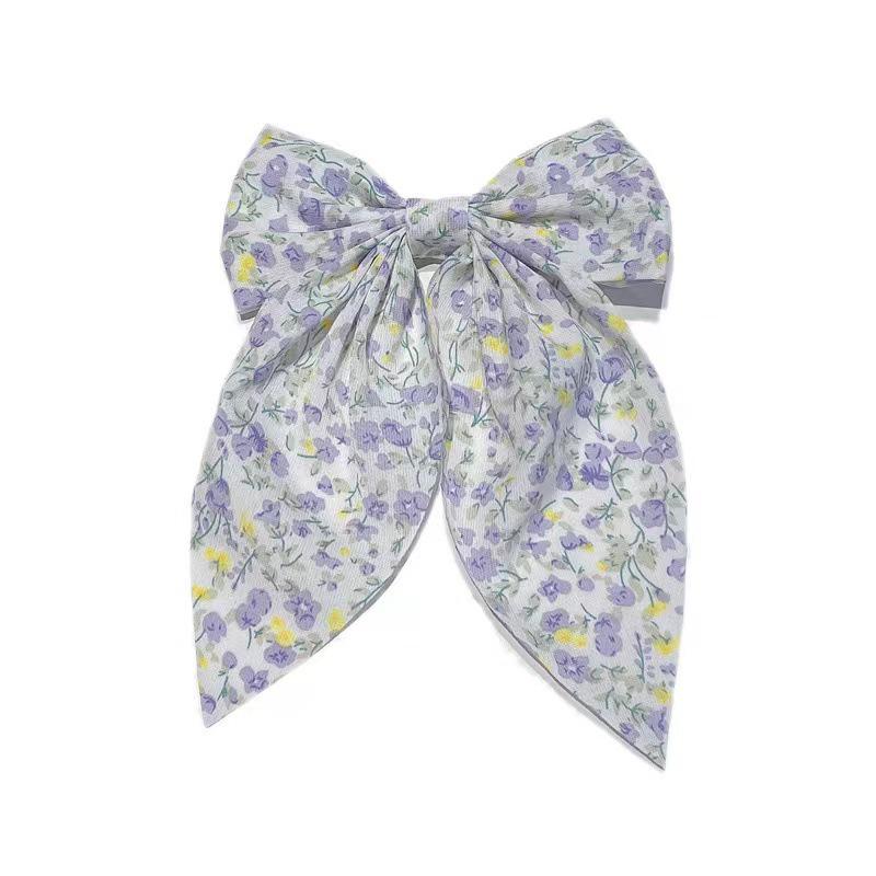 Dongdaemun Floral Chiffon Bow Hairpin Tassel for Women
