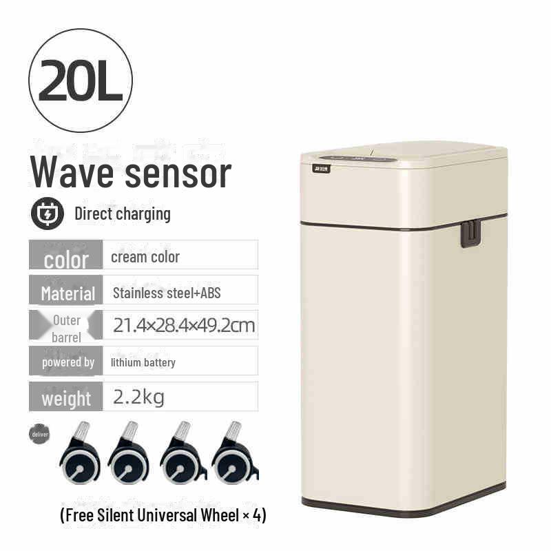 Jieanhui Smart Induction Trash Can with Lid for Bathroom, Kitchen, and Living Room - Automatic Packaging
