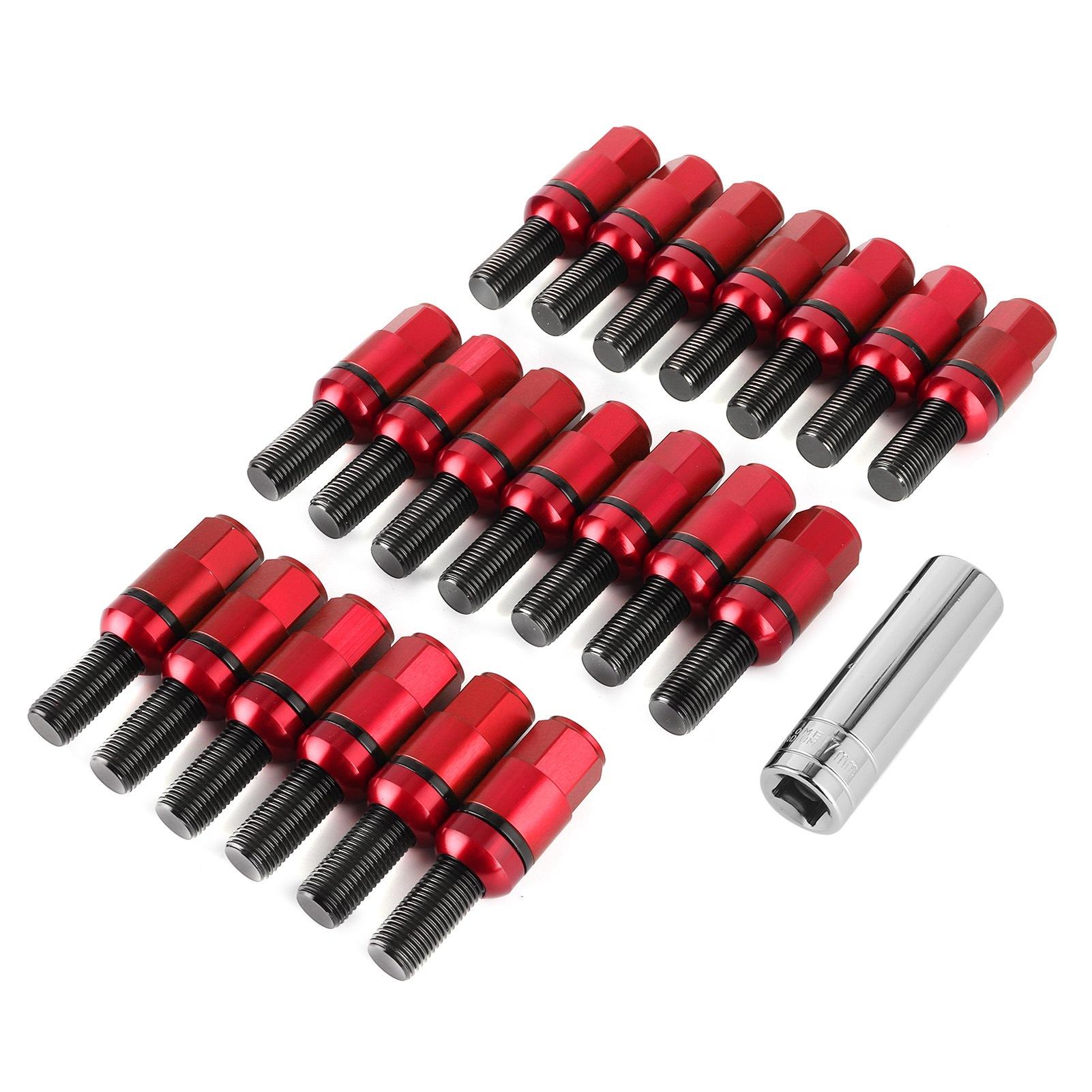 

20 шт. Колесные болты M14x1,5 мм Алюминиевый сплав Усиленный винт-стержень Подходят для 718 Boxster (+982) 911 CarreraRed красный