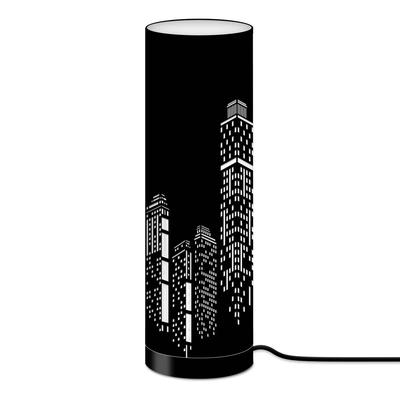 [A0538] - Lampenschirm Stoff 'Boho' schwarz (Gebäude) - 63 x 20 cm