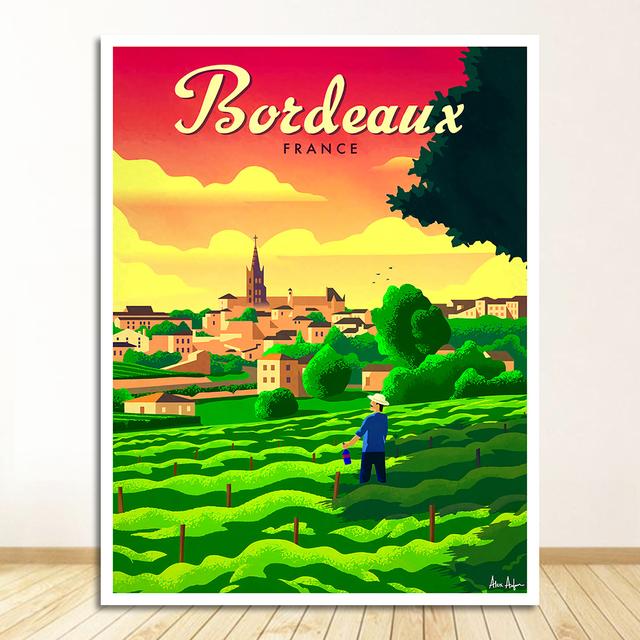 Map Canvas Paintings Vintage Wall Kraft Poster Coated Art Prints Posters Home Decor Gift Bordeaux France Wine Country Travel