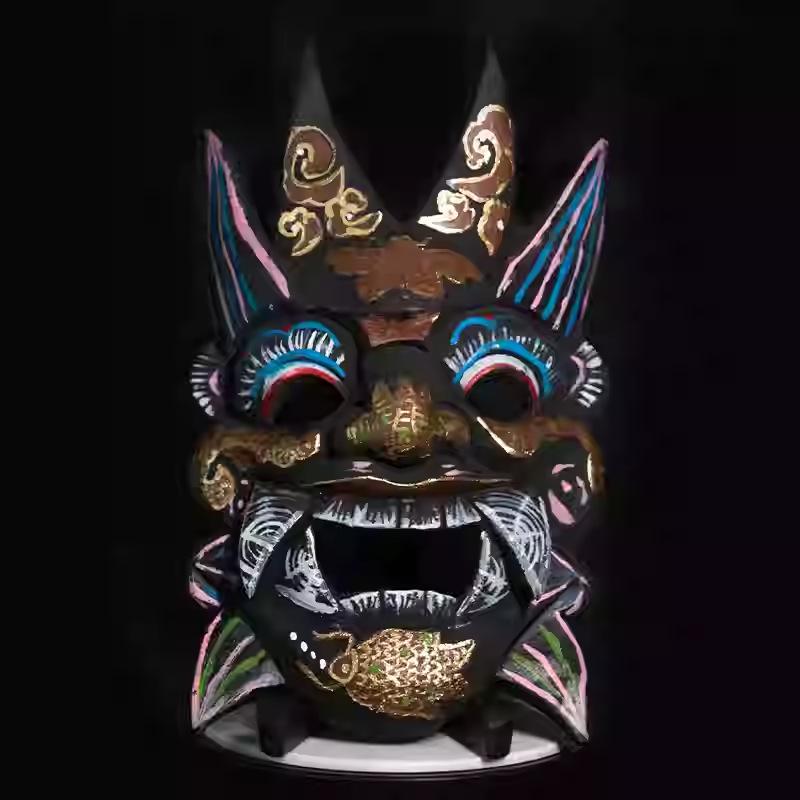 Halloween cos Ghost play mask, Japanese sacrificial costume props, Halloween carnival, horror ghost entertainment Nuo Opera Mask