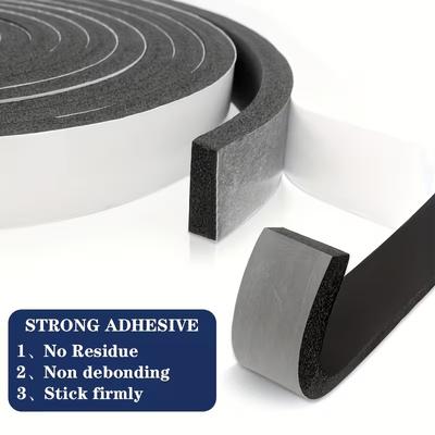 2M PU Sponge Foam Seal Strip Tape Adhesive Anti Collision Soundproof Weather Stripping for Doors Windows Furniture Protection