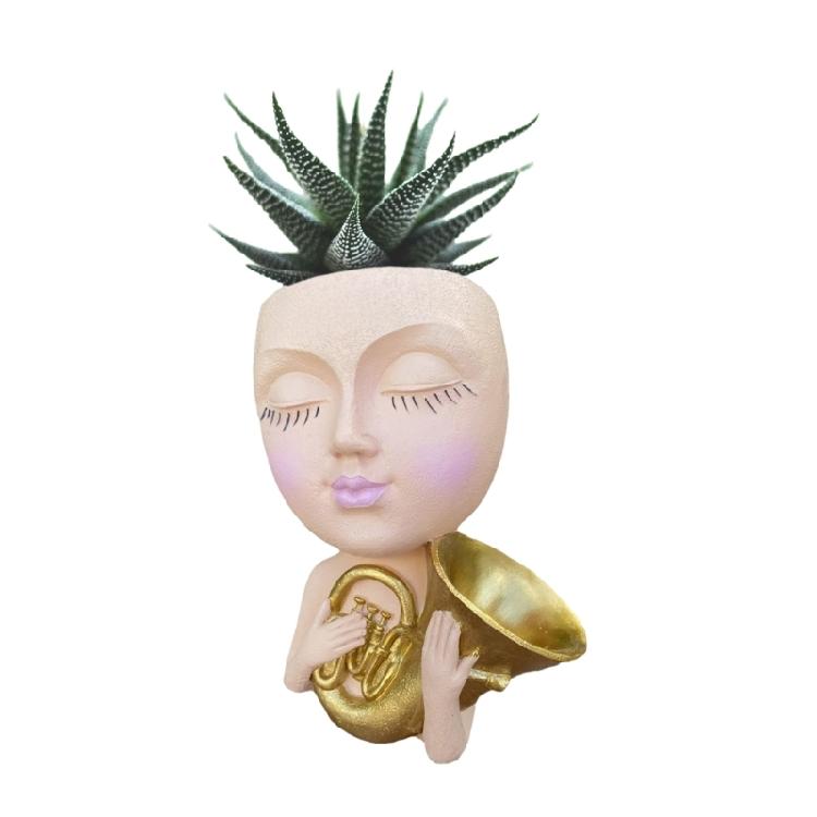Doll with Horn Shaped Concrete Moulds DIY Vase Molds Silicone Material for DIY