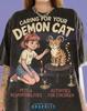 Caring For Your Demon Cat Pets & Responsibilities Comfort Colors® Tshirt, Activities For Children Retro Girl Horned Cat Vintage Occult Tees,