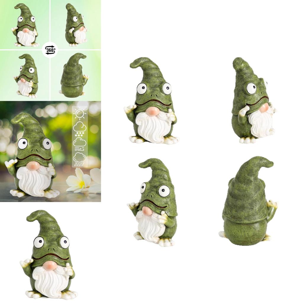 Cute Frog Gnome Figurine Resin Craft For Indoor Outdoor Garden Decor