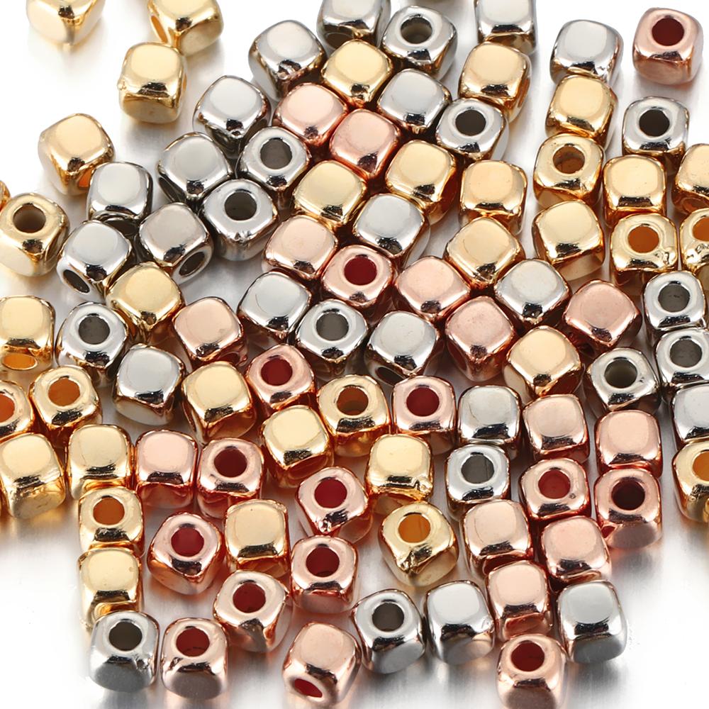400pcs 3-4mm CCB Square Spacer Beads Rose Gold Color Mini Seed bead for Bracelet Necklace Jewelry Making DIY Needle Accessories