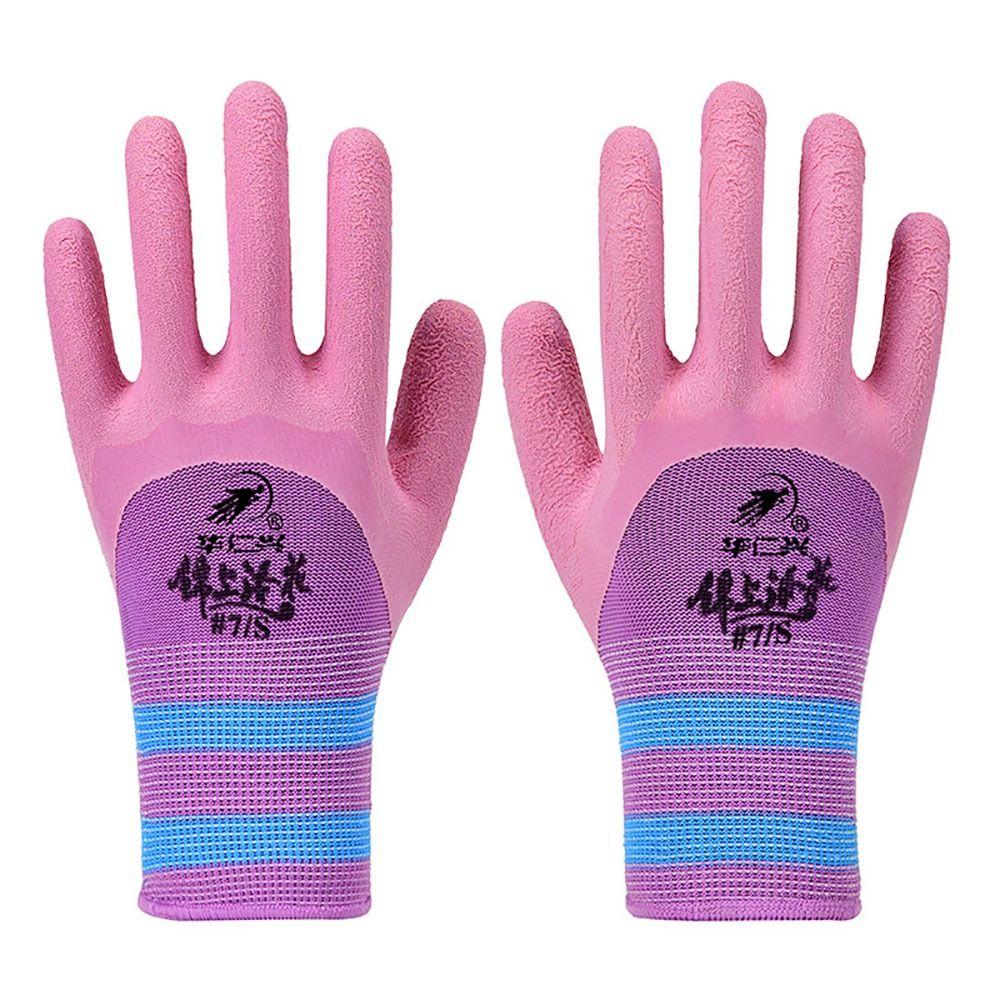 Latex Wrinkles Working Gloves Pink Protective Mittens Durable Rubber Coated Glove  Female