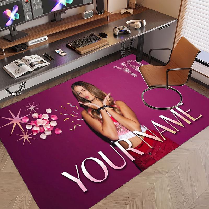 Custom Name Crystal Velvet Rug,Roxy Dekker Comfortable Anti Slip Floor Mat For Room Decoration