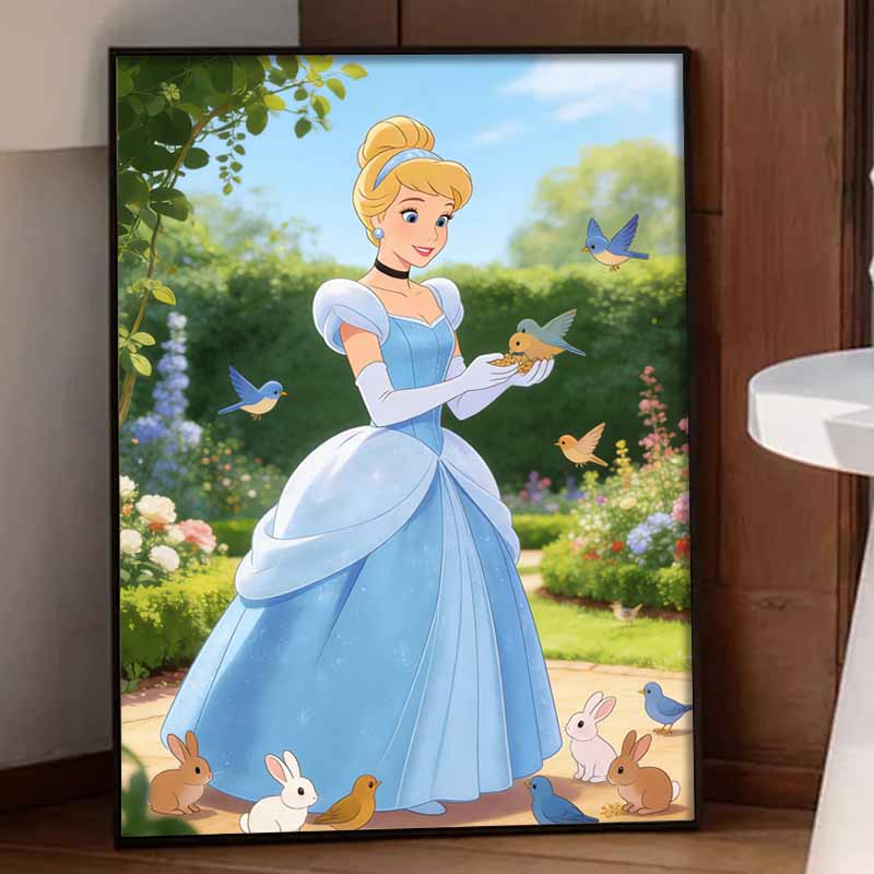 Disney Diamond Art Painting Kit 5D Cinderella Diamond Painting Dot Art Kit Home Wall Decor