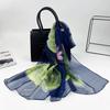 Floral Printing Thin Scarf Sun Protection Wrap Headscarf  for Beach and Sun Protection