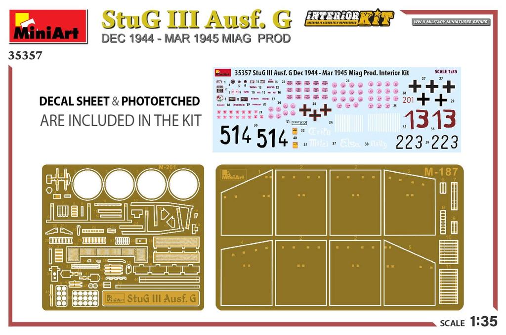MiniArt Scale German III December 1944 March Full Interior Plastic Model MA35357 1/35 Sturmgeschütz Ausf. G, - 1945, MIAG, Kit,