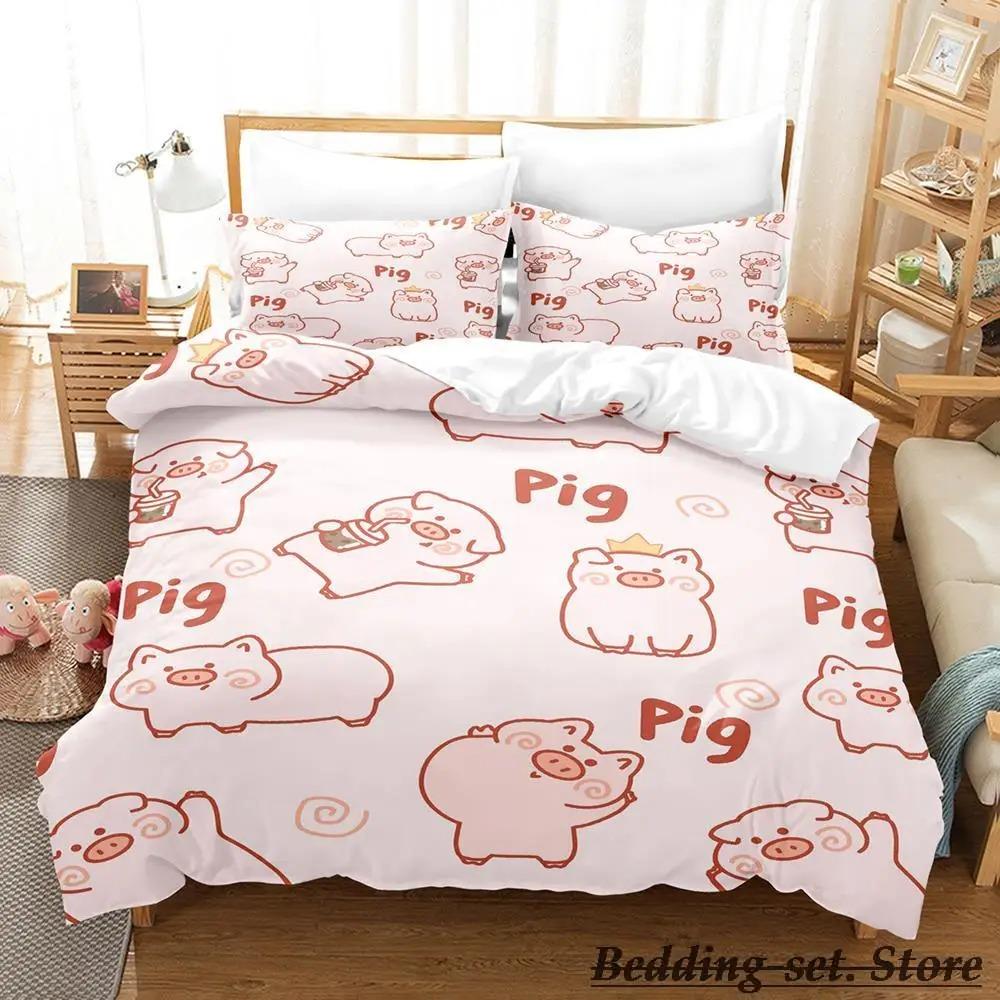 Funny Pig Bedding Set Single Twin Full Queen King Size Bed Set Aldult Kid Bedroom Duvetcover Sets Anime Parure De Lit Bed