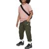 Nike Jednofarebné šnurovacie nohavice so športovo-bežným dizajnom a viacerými vreckami pre deti Khaki-Zelená FD2951-325