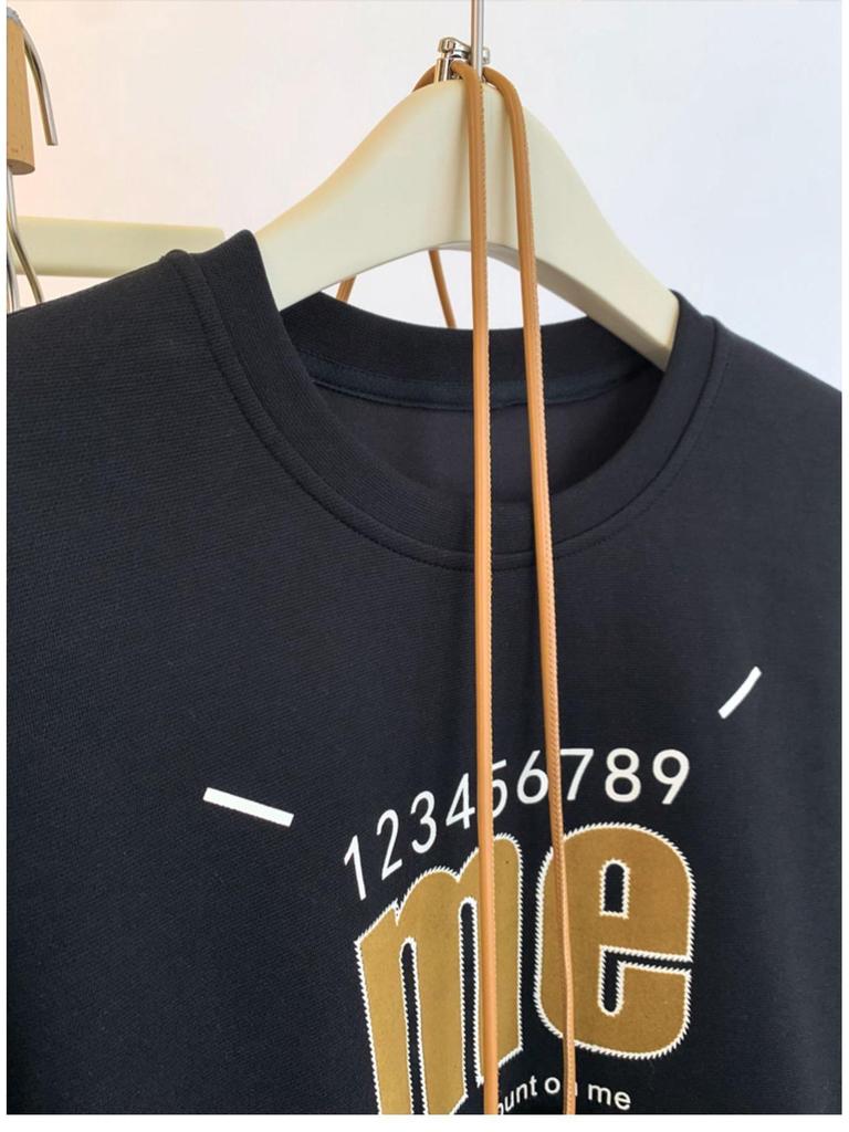 Plus-Size American Print Round Neck Pullover Sweater - Casual Versatile Long Sleeve Short Top