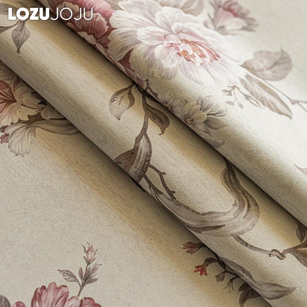 1PC LOZUJOJU French Retro Pink Peony Floral Curtains American Countryside Thick Curtains for Bedroom Living Room Window for Home Decor