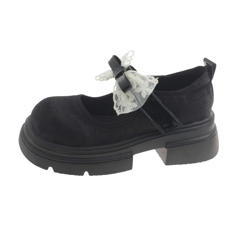 Platform Mary Jane Shoes Small Leather Shoes Women's Spring 2025 New Pearl High Heels National Style Chinese Style with Skirt Single Shoes