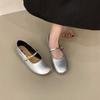 French flat silver Mary Jane single shoes women's shoes 2025 spring and autumn ballet evening shoes black commuter shoes