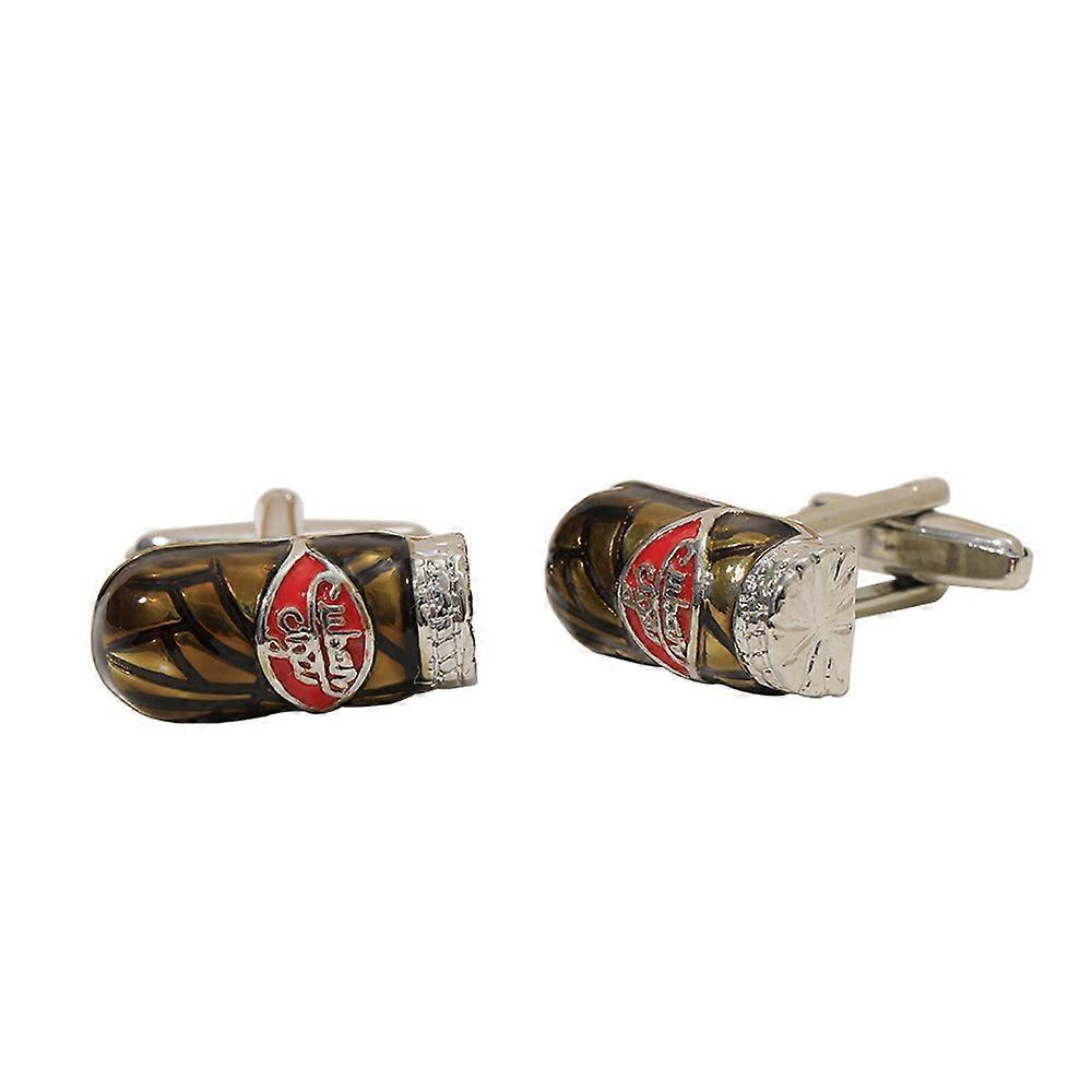 New fun cigar-shaped French cufflinks with a baked enamel finish, suitable for both business and casual occasions, featuring alloy cufflink studs.