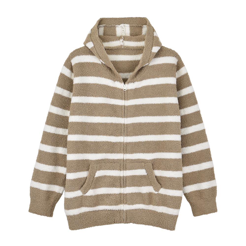Damen Fleecegefütterter Kapuzen-Cardigan und Lange Hose Set