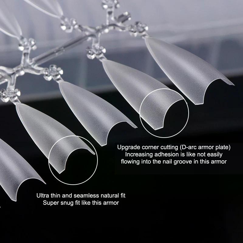 Clear False Nails Super D Arc Long Nails Press On Nail Full Cover Gel Tips Nail Art Capsule Nail Extensions Nail Art Salon DIY