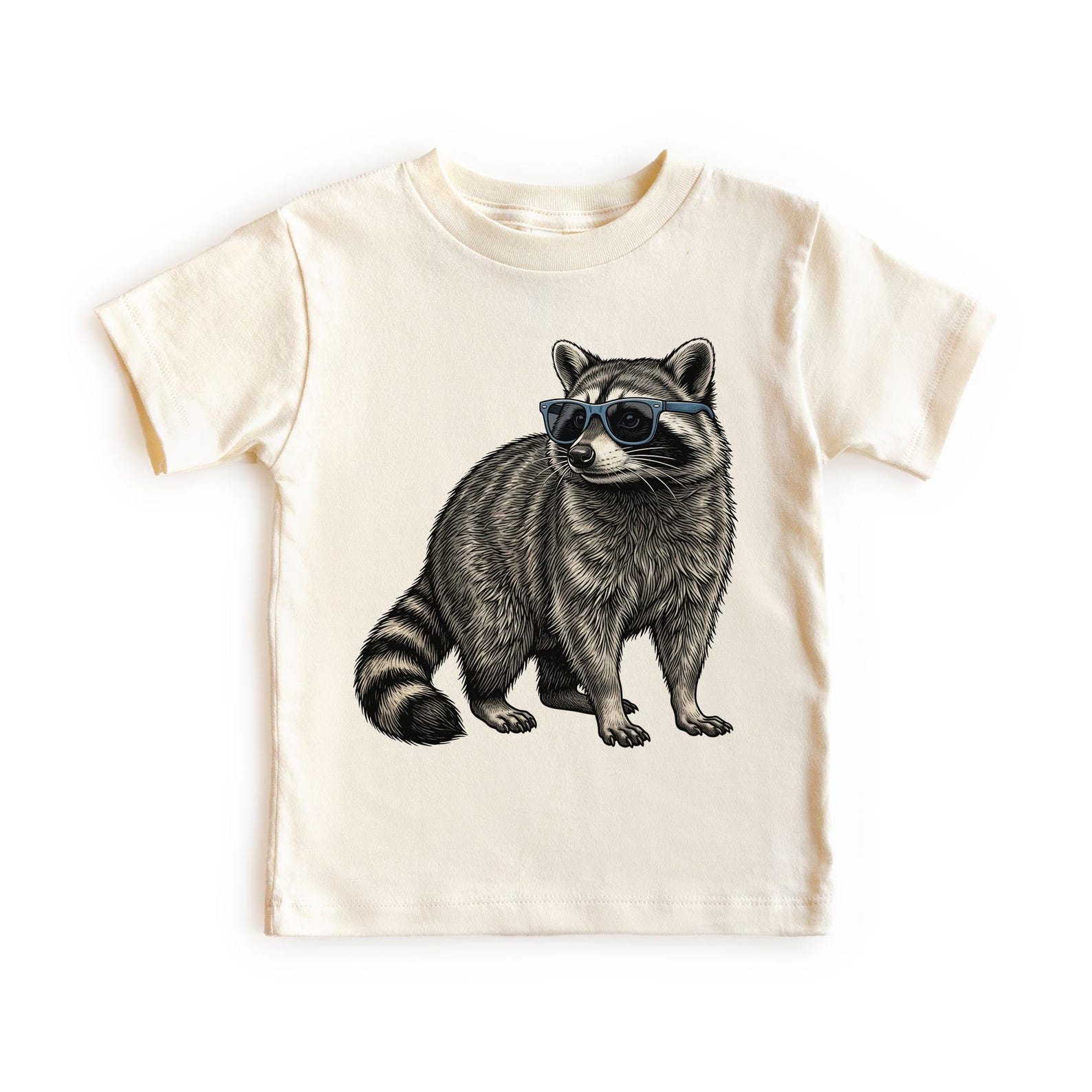 Summer Raccoon Wearing Sunglasses Woodland Animals Unisex, Adult, Youth T-Shirt 100