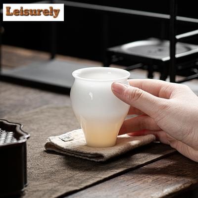 100ml Boutique Tazza di Bellezza in Porcellana Giada Grasso di Pecora Ghiacciata Bianca Tazza Cilindrica per Odori Piccola Tazza da Meditazione Tazze Servizio da Tè Kung Fu