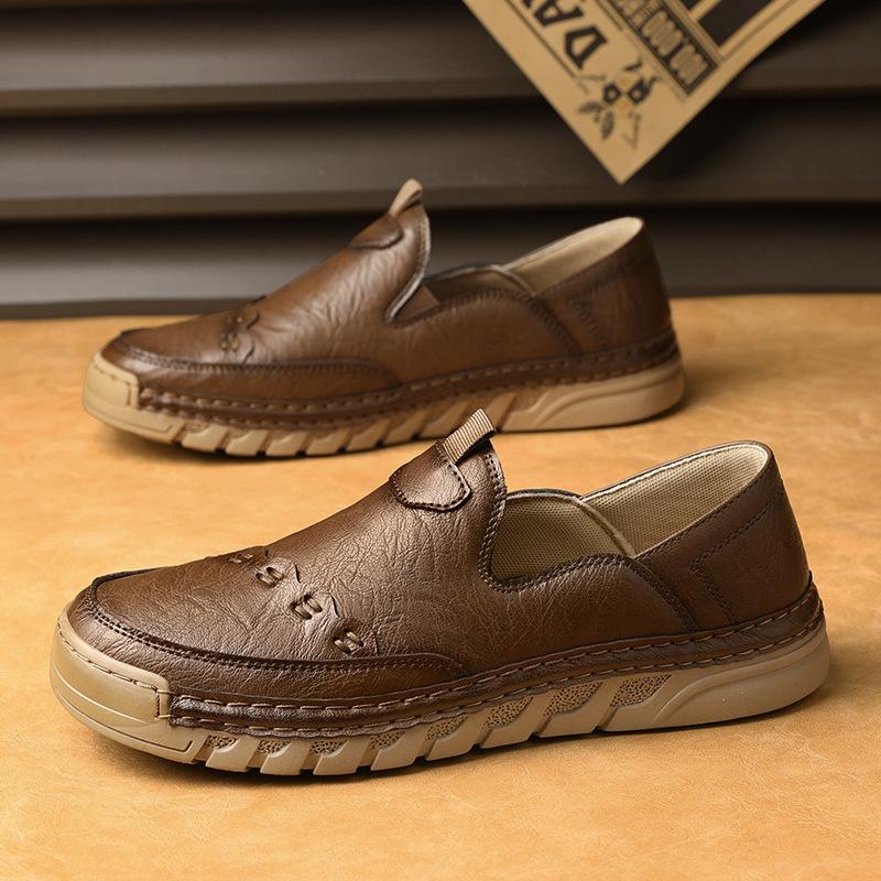 Popular 2025 Large Size Men's Shoes Casual Shoes Platform Leather Shoes Handmade Loafers Fashion Independent Station Men's Shoes