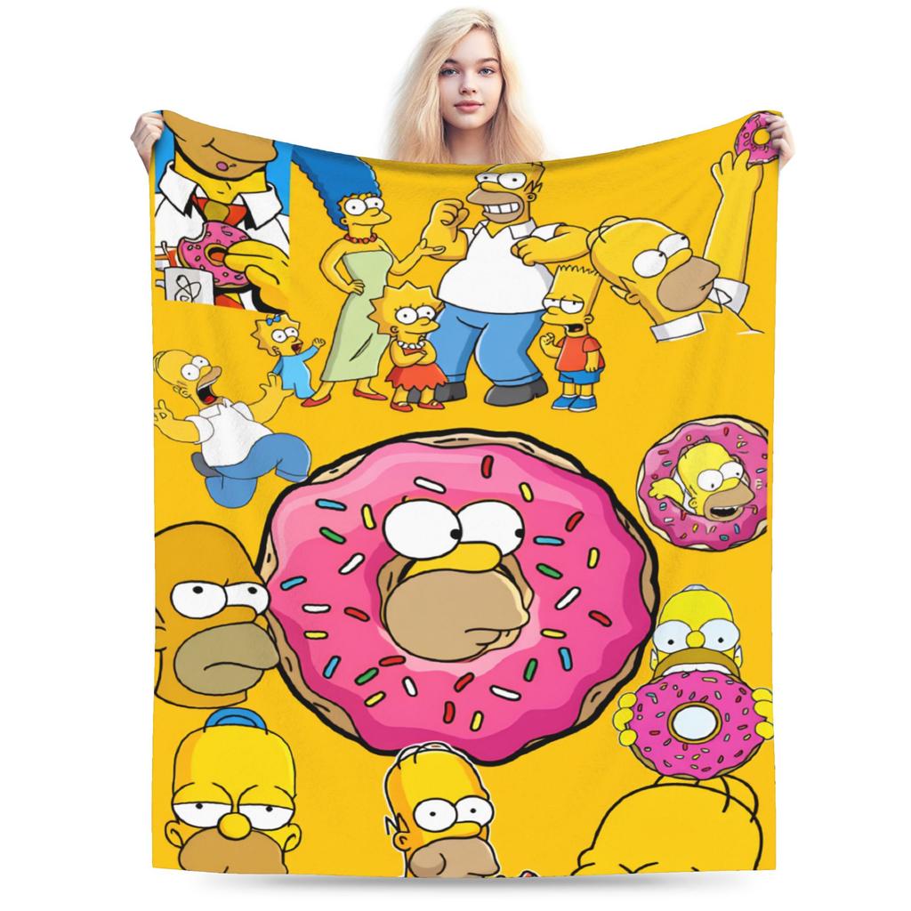 Funny S-Simpsons Cartoon Warm Cozy Blanket  Print Camping Bedding Throws Outdoor Flannel Bedspread Sofa Bed Cover