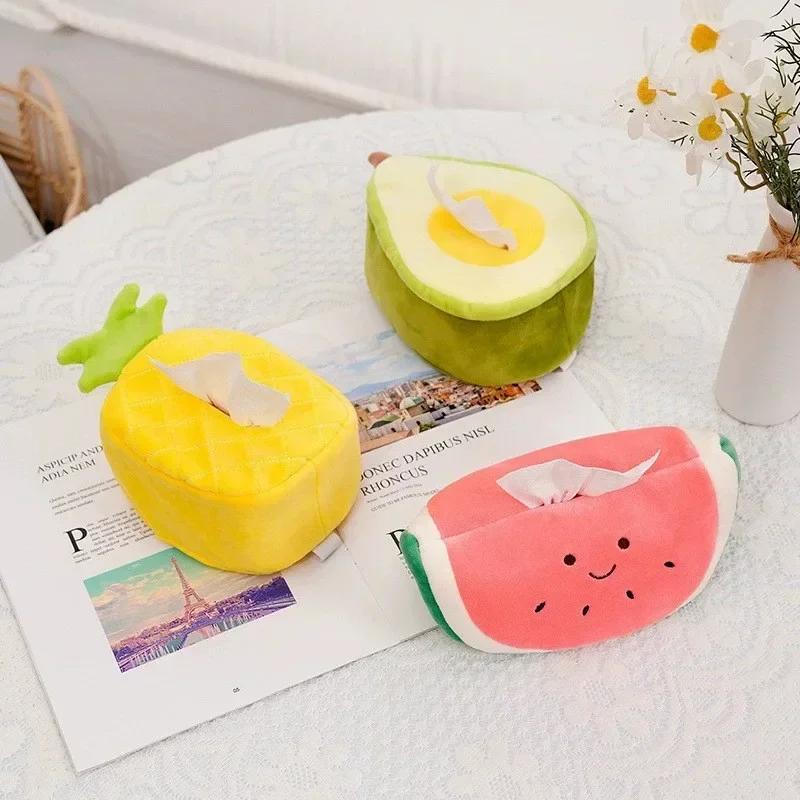 1 Pcs Plush Cute Cartoon Fruit Pineapple Avocado Tissue Box Paper Tissue Holder Napkin Case Pouch Gifts