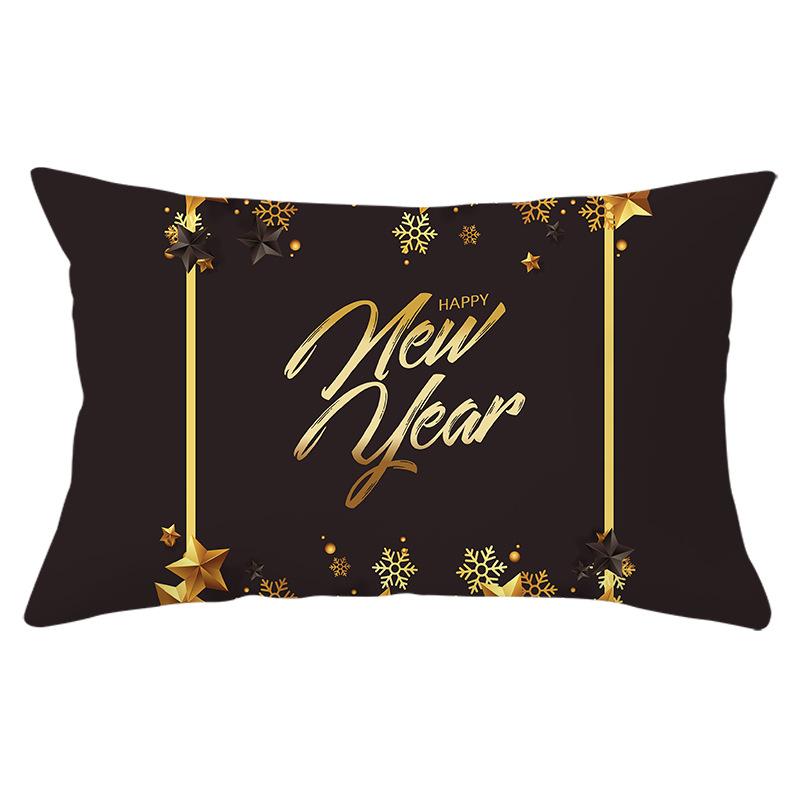 New Black Gold Series Christmas Peach Skin Print Waist Pillow Cover Home Accessories Cushion Cover Sofa Cushion Cover