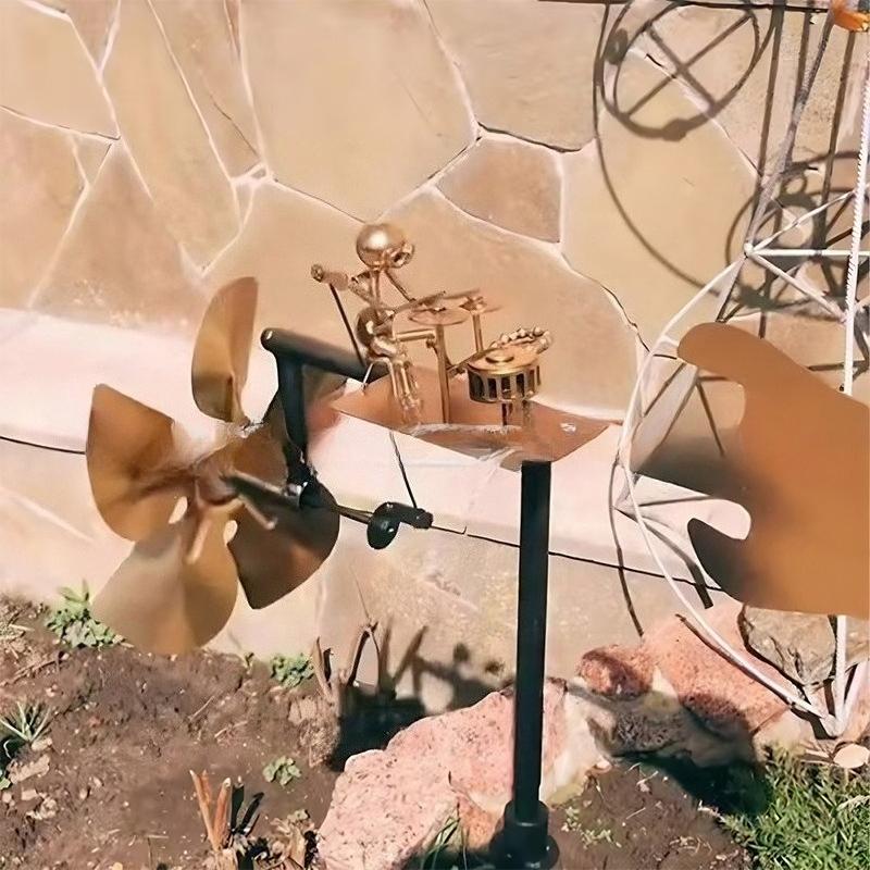 Eisen Trommler Windmühle Outdoor Hof Dekorationselement, Hochwertiges und Nischenhandgefertigtes Metallhandwerk