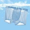 Men Boxer Underwear Mid-rise Elastic Waistband Breathable Mesh Shorts Briefs Solid Color Summer Ice Silk Cooling Panties