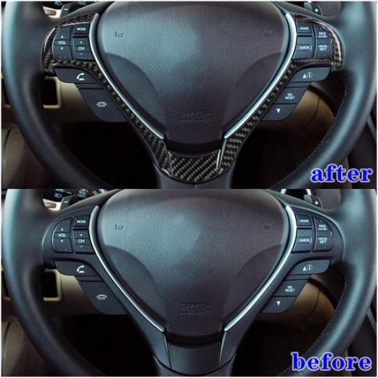 3Pcs Carbon Fiber Interior Steering Wheel Panel Trim Cover Fits Acura TL 2009-14