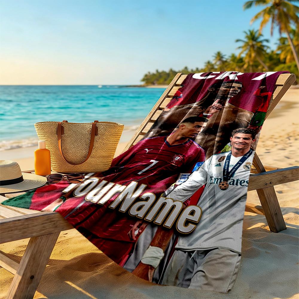 Cristiano Ronaldo Customize Text Beach Towel Super Soft Microfiber Quickdry Fabric Portable for SwimmingBeachCamping Travel Beach AccessoriesGym