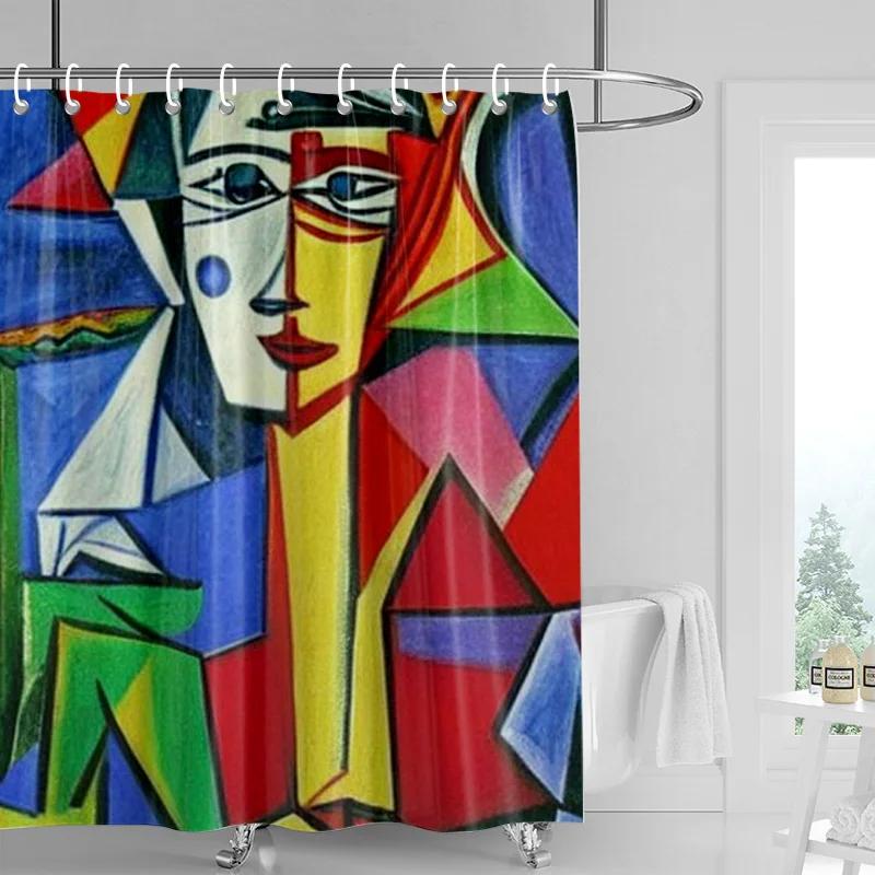 Abstract Cubist Art Bath Curtain - High-Quality Waterproof And Mildew-Proof Bathroom Decor For A Unique Home Statement