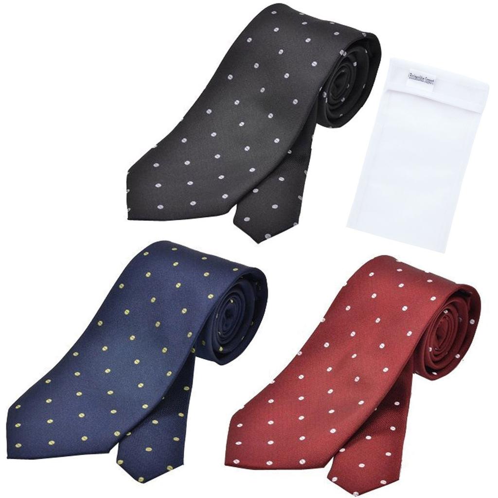 Greenwich Polo Club Washable Ties, Set of 3, with 1 Laundry Net, Water-Repellent, Dot Pattern (pk)