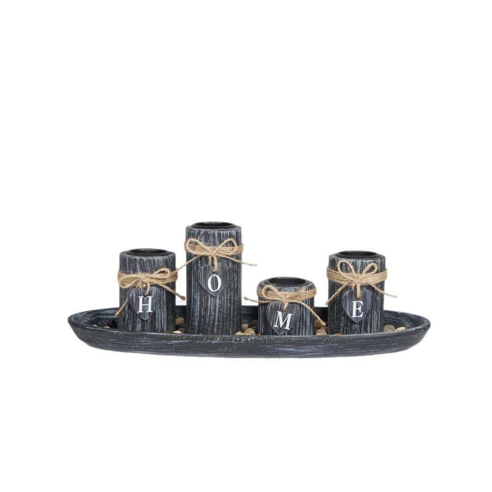 

Black MDF Wooden Candle Holder Nordic Style Desktop Decor Set 4 Different Heights for Ambient Lighting Enhancement China Mainland