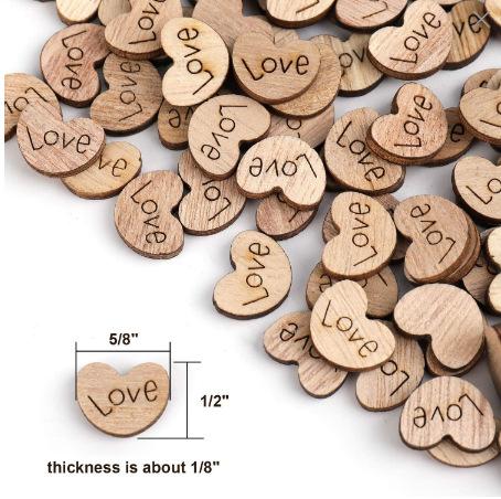 15Mm Wood Love Wood Chips Wood Grain Love Wood Chips Lettering Mahogany Love Wood Chips Decoration 100Pcs/Bag