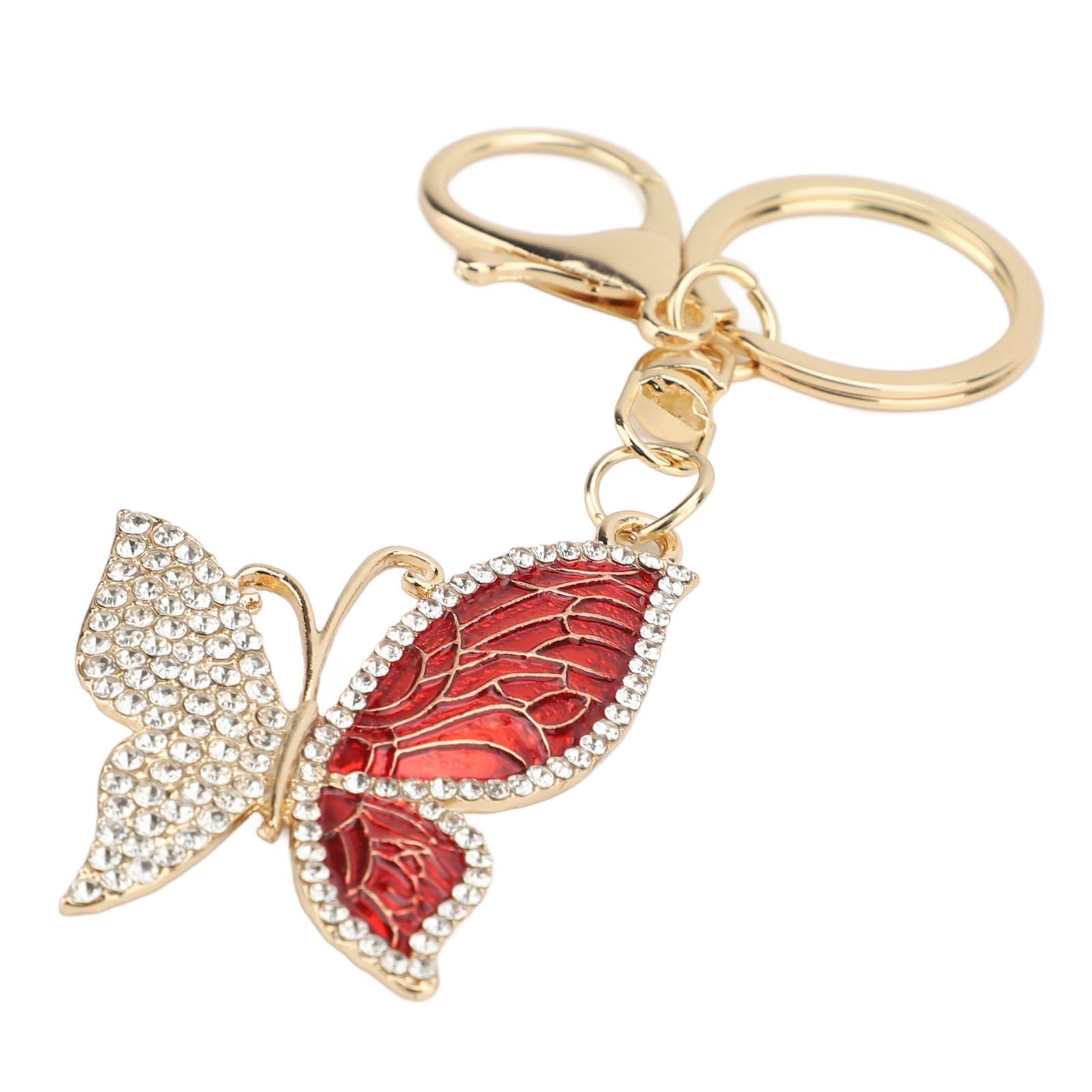 

Cute Keychain Rhinestones Keychain Portable Handbag Pendant Key Chain for Women Girls Red