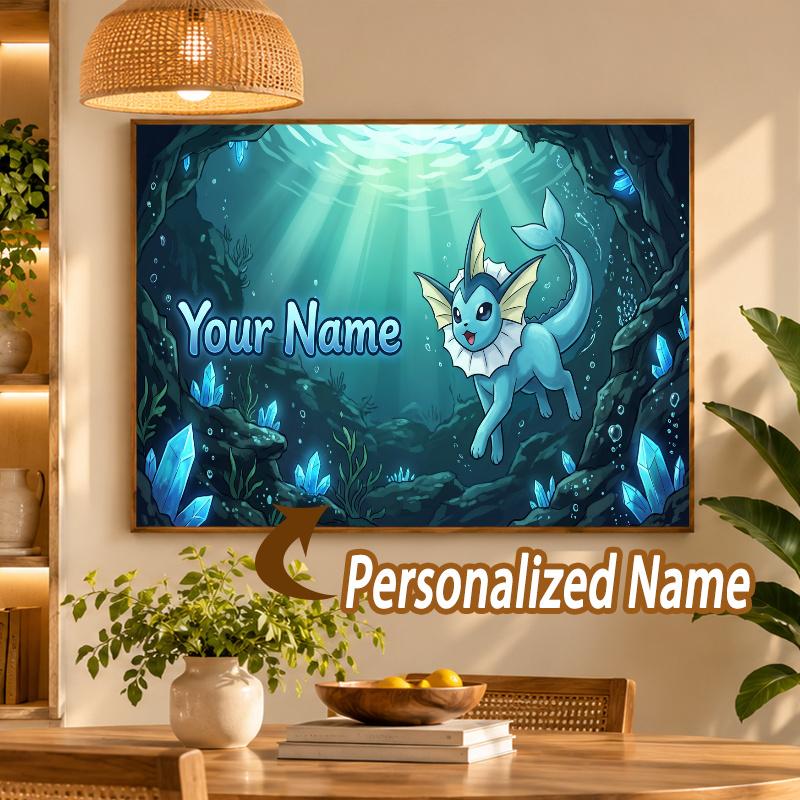 Vaporeon Custom Name Diamond Painting Personalized 5D Full Drill DIY Diamond Art Home Decor