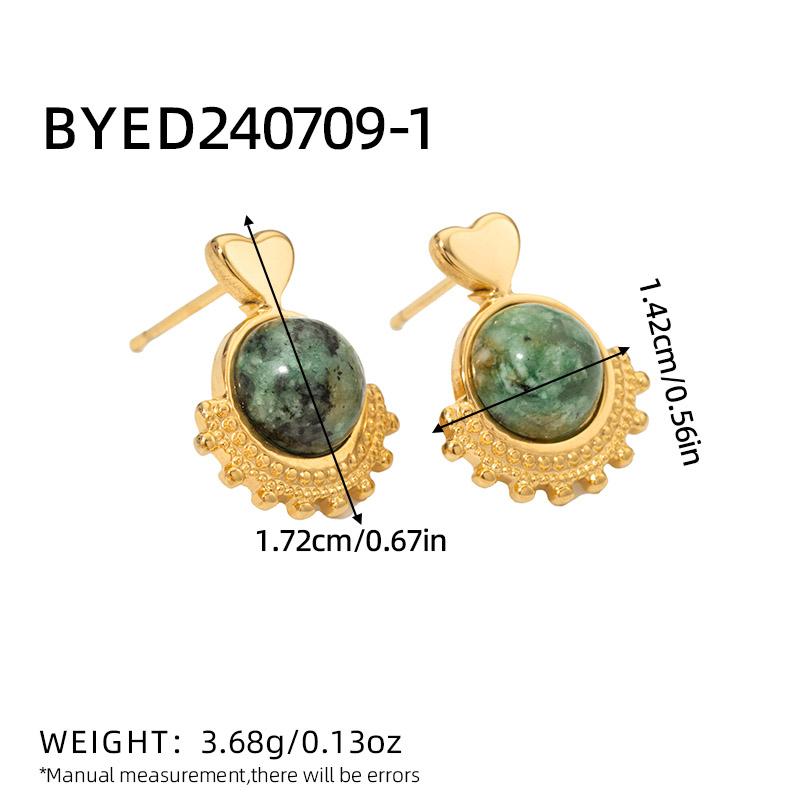 

White Round Zircon Stud Earrings For Women Stainless Steel Vintage Gold Plated Earring Heart Element Christmas Zircon Gift BFF