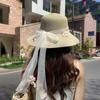 Small Fresh Pastoral Sweet Bow Sun Hat Children Beige Straw Hat Straw Hat Versatile Summer Photo
