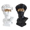 28cm Blindfolded David Resin Art Head, Plaster-Style European Desktop Sculpture Ornament