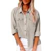 Women Casual Large Size Autumn Fashion Long Sleeve Solid Color Button Shirt Loose