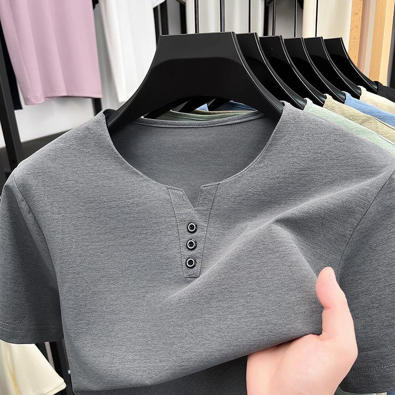 

Men s Summer V-Neck Casual Short-Sleeve T-Shirt for Middle-Aged 3XL
