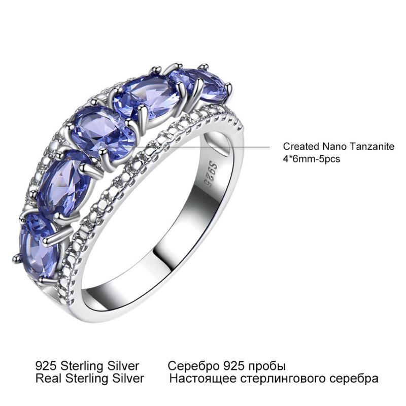 Gica Gema Modré safírové prsteny s tanzanitem pro ženy Zásnubní jemné šperky Originální masivní prsten z 925 mincovního stříbra Jemné šperky