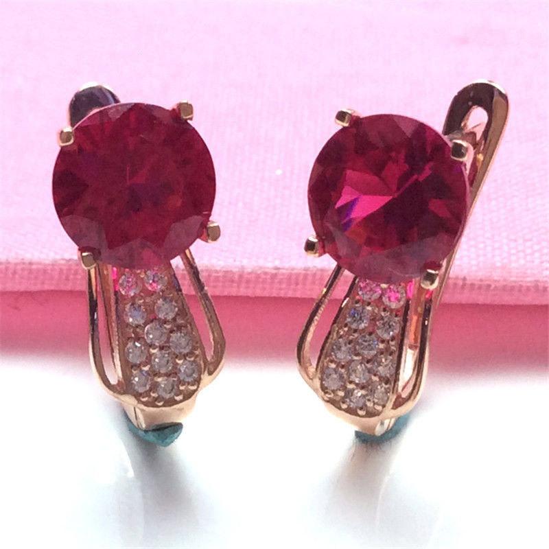 Purple Gold Rose Gold Plated Red Shiny Diamond Earrings Stylish And Exquisite Design Color Gold Ear Jewelry
